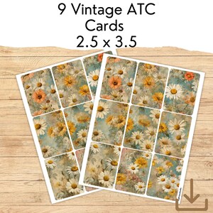 Digital Floral ATC Cards, Printable ATC Cards, Junk Journal Cards, Botanical Vintage Cards, Floral Junk Journal Gift, Nature Themed Cards