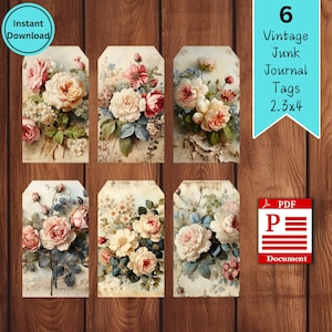 Floral Wedding Tags, Romantic Gift Tags, Rustic Floral Tags, Vintage Botanical Tags, Handmade Floral Tags, Flower Bouquet Tag, Garden Party