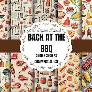 BBQ Digital Paper, Bbq Digital Paper Pack, Barbecue Digital Paper, Bbq Scrapbook Paper, Bbq Seamless Pattern