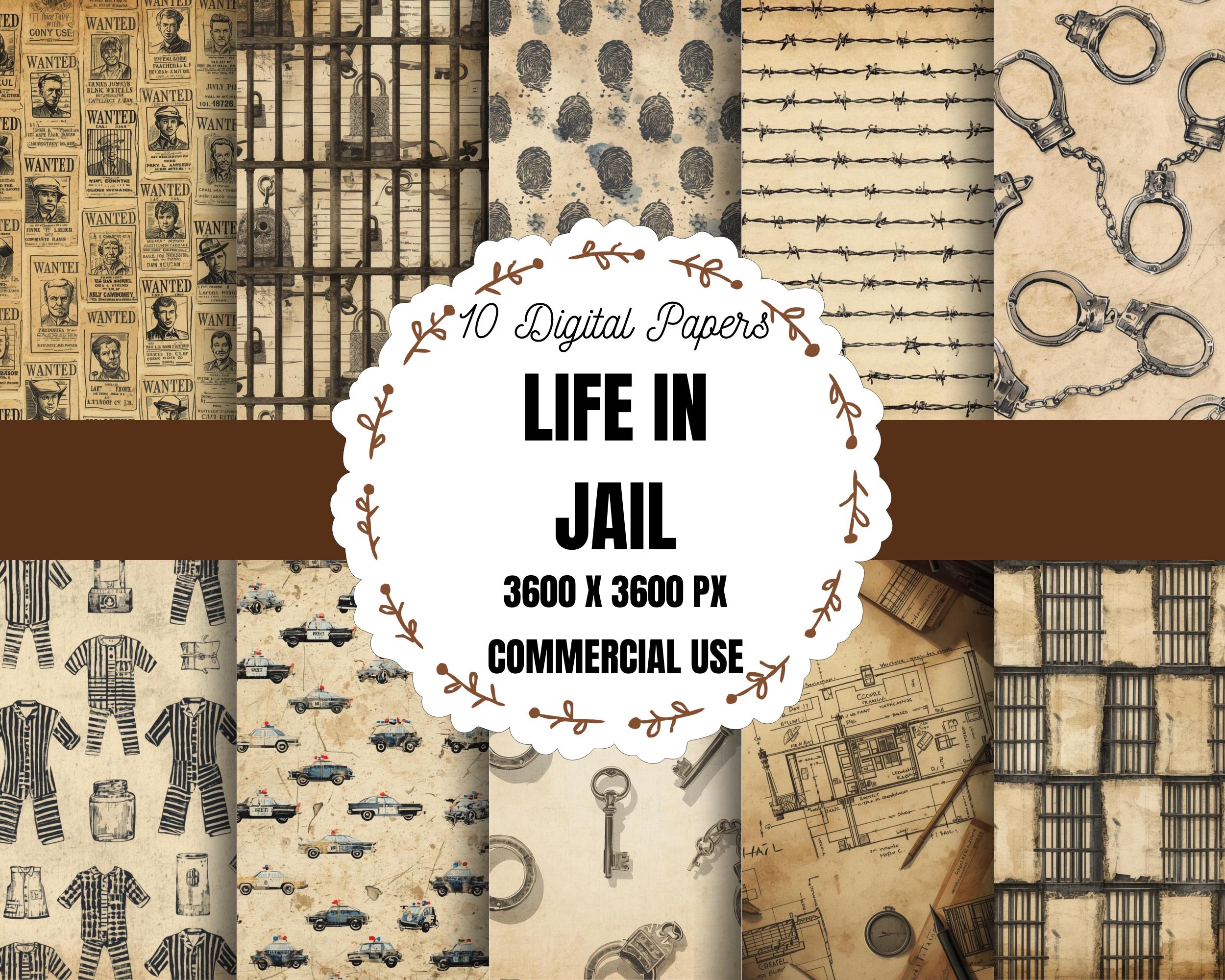 Jail Design Paper Bundle, Edgy Jail Digital Pack, Prison Theme Craft ...