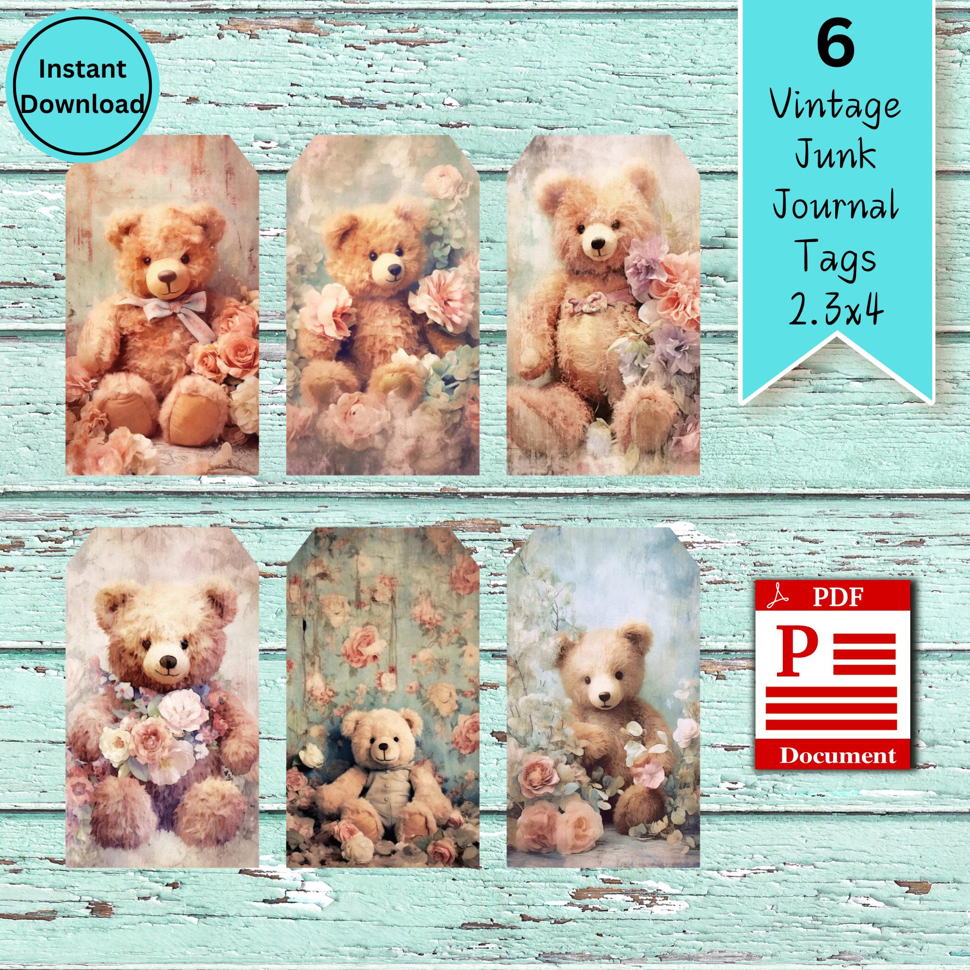 Tag Bea Bear Vintage Tags, Teddy Bear Gift Tag, Bear Lover Gift, Animal ...