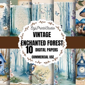 Papier numérique Forêt enchantée, Arrière-plans forêt fantastique, Papier numérique forêt magique, Arrière-plans forêt de contes de fées, Paquet de papier forêt