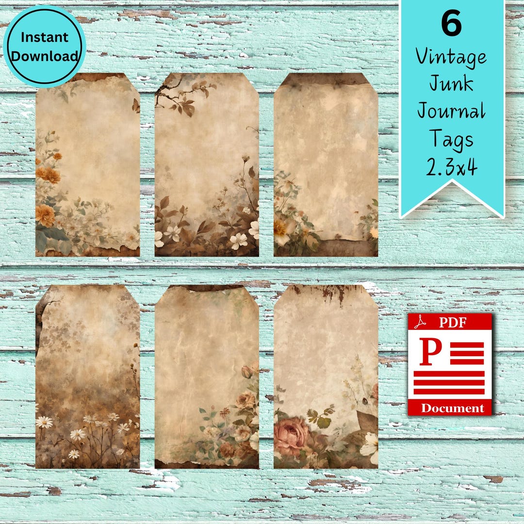 Nature Printable Tags, Floral Gift Tags PDF, Rustic Wedding Tags, Junk ...