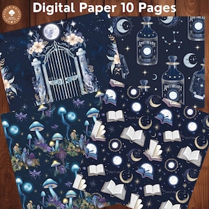 Enchanted Forest Digital Paper, Forest-Themed Scrapbook Paper, Magical Woodland Backgrounds, Fantasy Forest Digital Download, Fairy Tale