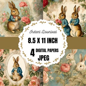Peter Rabbit Paper Pack, Beatrix Potter, digitales Papier, druckbares Papier Scrapbooking, digitales Geschenkpapier, Junk Journal druckbares, Kaninchen