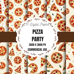 Pizza Scrapbooking Backgrounds, Pizza Digital Paper, Pizza Craft Supply, Pizza Pattern Printable, Pizza Seamless Pattern, Food Digital Paper