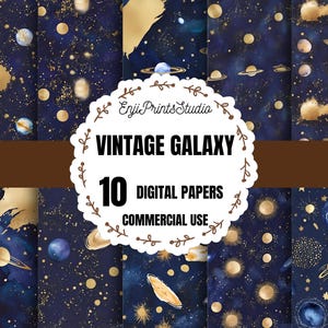 Digitaal papier met ruimtethema, Galaxy Journal Paper Pack, afdrukbaar Galaxy-briefpapier, Galaxy-achtergronden, Cosmic Sky-papier, Night Sky-papier