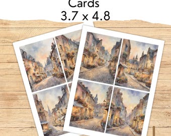 Paris Journal Cards, Parisian Journal Cards, Paris Travel Card, Paris Scrapbooking Card, Paris Lover Gift, Travel Junk Journal, Paris Street