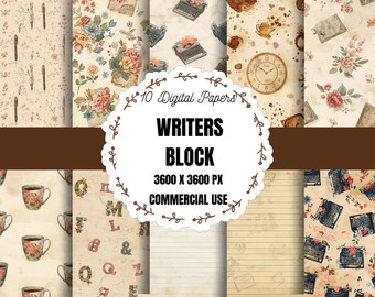 Writers Paper Pack, Vintage Writing Background, Writing Theme Background, Literary Aesthetic Design, Author Stationery Background