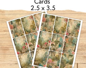 Afdrukbare natuuratc-kaarten, digitale atc-set, bosatc-sjablonen, atc-kaarten direct downloaden, digitale natuurkaarten, afdrukbare boomkaarten