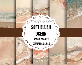 Blush Ocean Digital Paper, Ocean Background Printable, Printable Sea Backgrounds, Summer Ocean Digital Paper, Ocean Inspired Scrapbook Paper