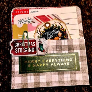 8 Piece Xmas Junk Journal Pocket, Junk Journal Supplies, Christmas Stocking Ticket Pocket