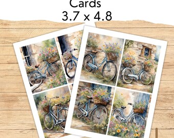 Bicycle Journal Cards, regalo di compleanno per bicicletta, biglietti per il diario della bicicletta, biglietti per il diario blu, regalo per lei, decorazioni per bici Junk Journal, album di ritagli