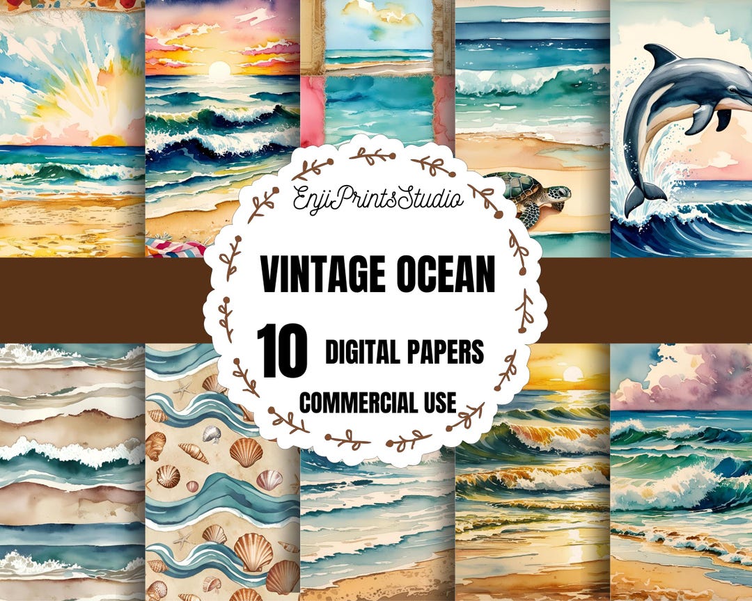 Ocean Paper Pack, Ocean Water Paper, Coastal Digital Paper Download ...
