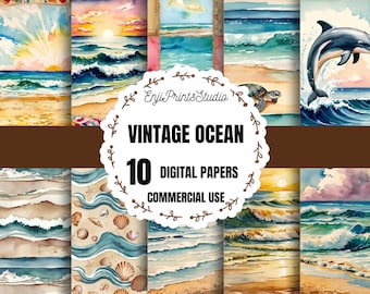 Ozean Papier, Ozean Wasser Papier, Küsten Digital Papier Download, Ozean druckbarer Hintergrund, Tropisches Meer Digital Papier