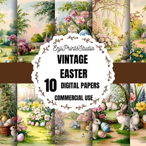 Easter Digital Paper Pack, Printable Easter Backgrounds, Pastel Easter Paper Pack, Cute Easter Bunny Paper, Spring Easter Scrapbook Paper