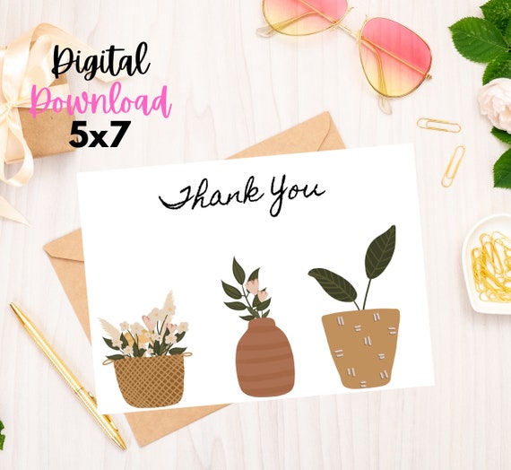 Plant Thank You Card Printable Thank You Plant Lover Thank | Etsy