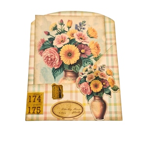 Victorian Botanical Envelope Pocket, Folder Ephemera Holder, Junk Journal Tuck Pocket