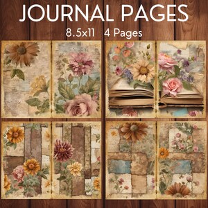 Papiers vintage patchwork pour ordures ménagères, journal floral indésirable, fleurs éphémères vintage, journal indésirable country chic, cadeau pour amateur de livres, livresques