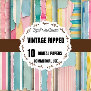 Torn Paper Effect Backgrounds, Ripped And Torn Digital Sheets, Pastel Paper Pack, Torn Paper Look Printable Paper, Ripped Edge