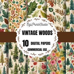 Woodland Animals Backgrounds, Woodland Nursery Scrapbook Paper, Forest Vibes Digital Paper, Digital Paper With Woodland Creatures