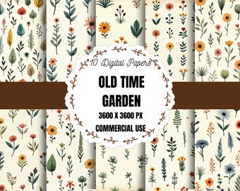 Old Garden Ephemera, Vintage Garden Textures, Antique Floral Backgrounds, Chic Botanicals, Cottage Garden Paper