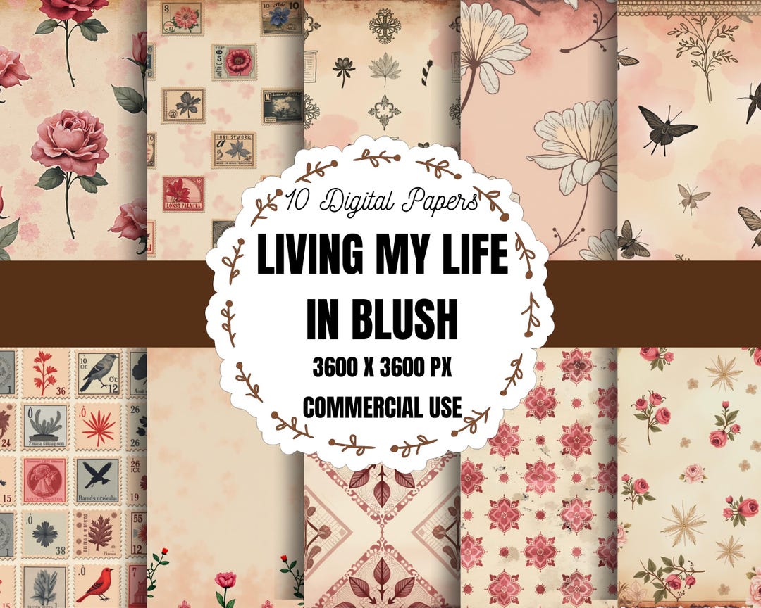 Blush Digital Paper Pack, Blush Floral Digital Paper, Blush Scrapbook ...