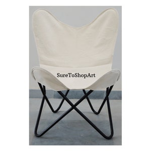 White Canvas Butterfly Chair , Stylish Comfortable Home Decor Chair