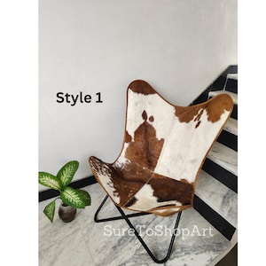 Leather Butterfly Chair , Cowhide Cover With Knockdown Iron Frame , Home/patio/outdoor chair
