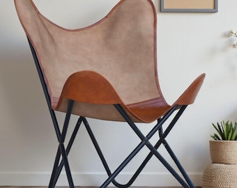 ブラックレザーのバタフライチェア - Etsy 日本