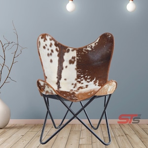 Leather Butterfly Chair,Black Iron Folding Frame, Easy To Assemble, Comfortable Home/Living/Garden/Patio Chair/Camping Chair