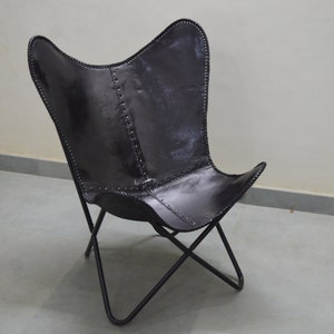 Leather Butterfly Chair,Black Leather Butterfly Cover With Black Frame