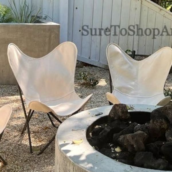 White Canvas Butterfly Chair,Folding Frame,Easy To Assemble,Stylish And Comfortable Home/Living/Garden/Patio Chair