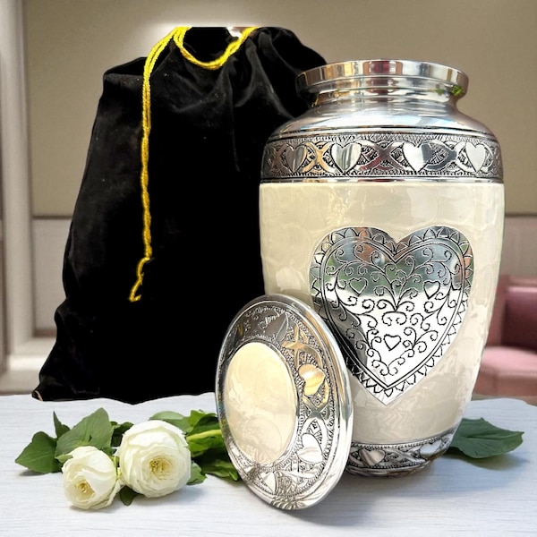 Urna funeraria en forma de corazón para cenizas de adultos: recuerdo conmemorativo funerario.