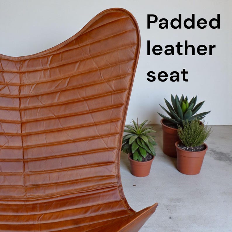 Brown Padded Leather Butterfly Chair : Home & Living Room Chair image 3