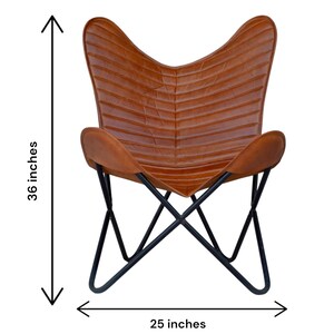 Brown Padded Leather Butterfly Chair : Home & Living Room Chair image 4