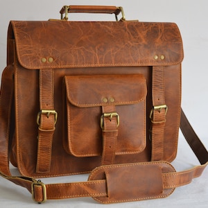 Sac messager en cuir 13 pouces, sac iPad personnalisé, sac à bandoulière unisexe en cuir avec bandoulière réglable, sac cartable en cuir marron, sac de bureau