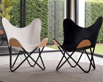 Canvas Butterfly Chair : Black & White , Home/living room/Patio/Lounge/Dorm