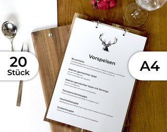 20x A4 menu made of solid wood with ring binder mechanism silver or black