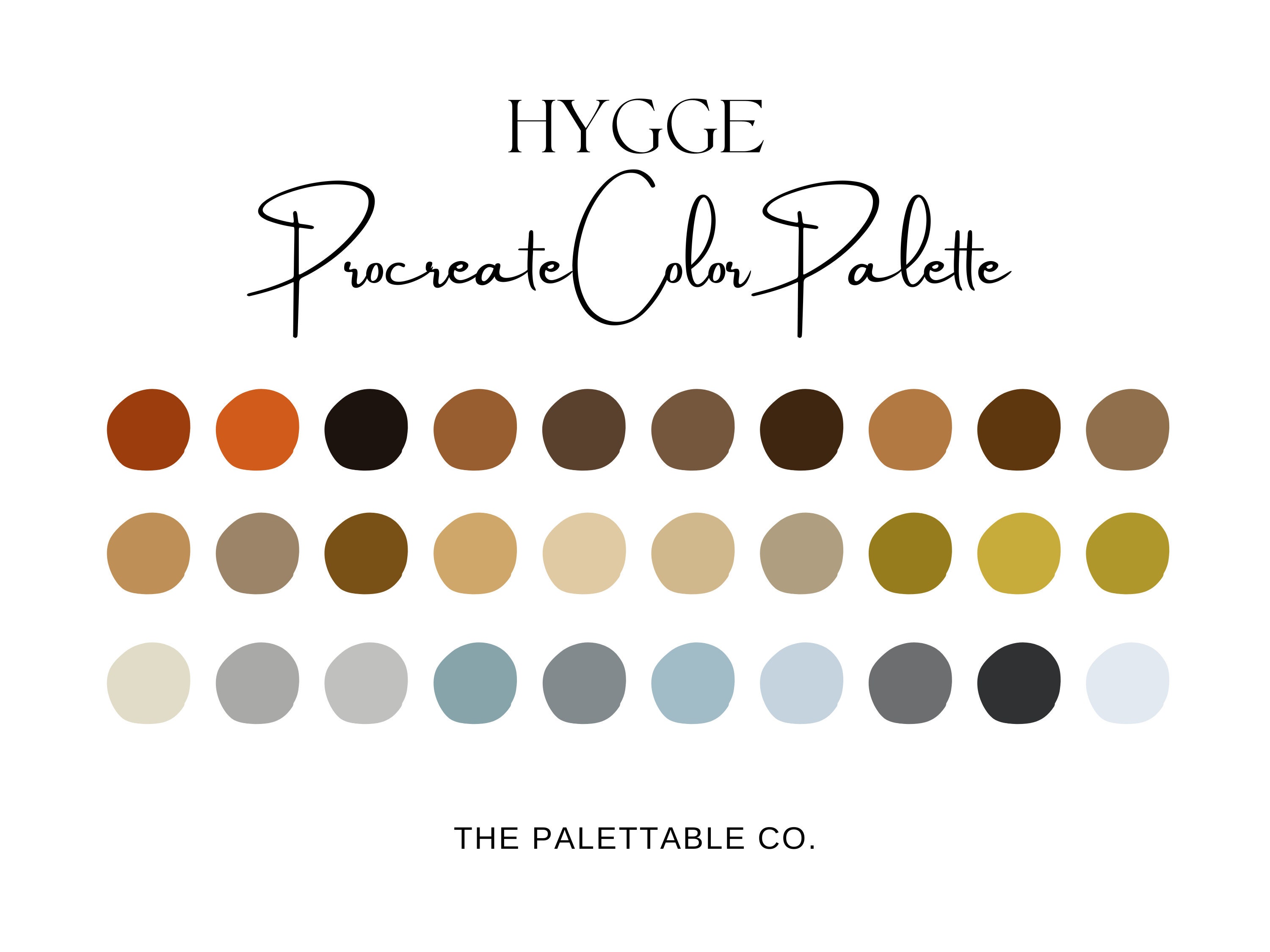 Hygge Procreate Swatches Color Palette Hex Codes Etsy UK