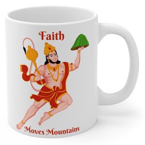 Lord Hanuman Coffee Mug * Devotional Coffee Mug * Ramayana Devotional Present * Power Of Faith Mug *  Hindu God Mug *  Anjaneya Coffee Mug