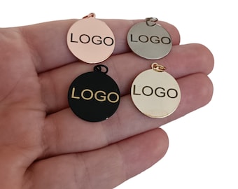 20 mm Custom Laser Engraved Logo,Custom Logo Tag,Metal Jewelry Tags,Jewelry Logo Charms,Brass Tags,Jewelry Label Findings