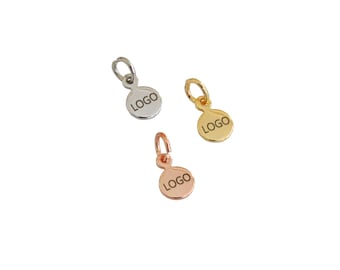6 mm Custom Laser Engraved Logo,Custom Logo Tag,Metal Jewelry Tags,Jewelry Logo Charms,Brass Tags,Jewelry Label Findings