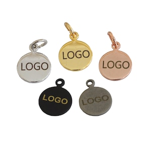 10 mm Custom Laser Engraved Logo,Custom Logo Tag,Metal Jewelry Tags,Jewelry Logo Charms,Brass Tags,Jewelry Label Findings