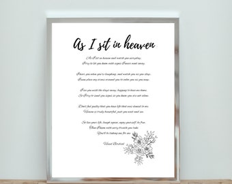 As I Sit in Heaven Poem - Etsy