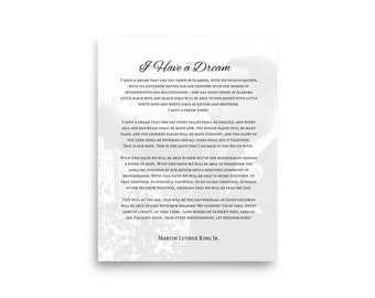 Martin Luther King Jr I Have A Dream Full Text Speech Print Minimalist ...