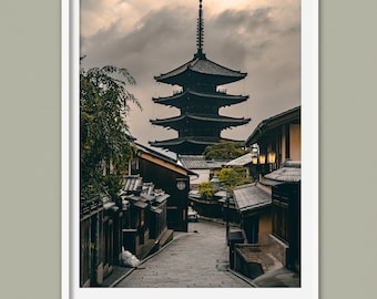 Kyoto Yasaka Pagoda Art Print — Moody Japan Street Photography