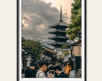 Kyoto Yasaka Pagoda Art Print — Moody Japanese Cityscape