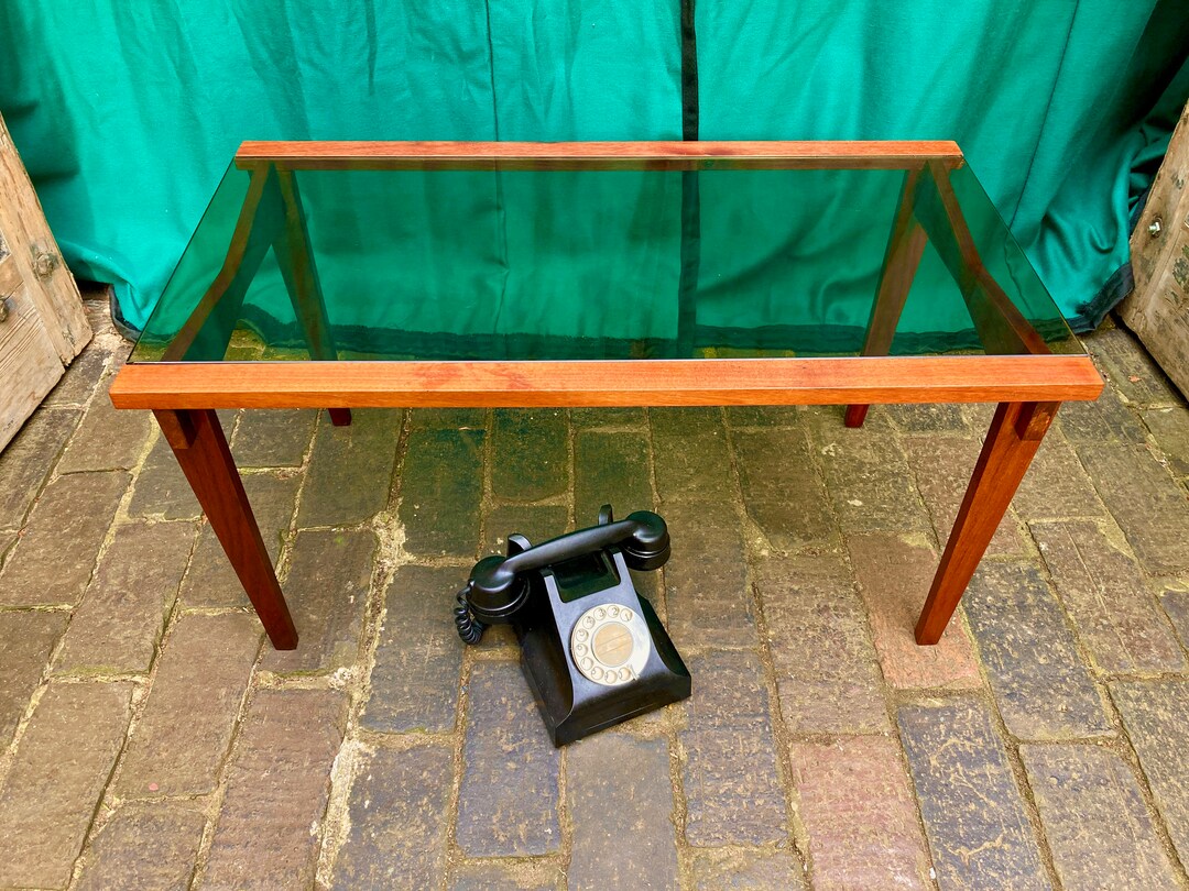 Midcentury Danish Design Coffee Table With Smoked Glass Top Etsy