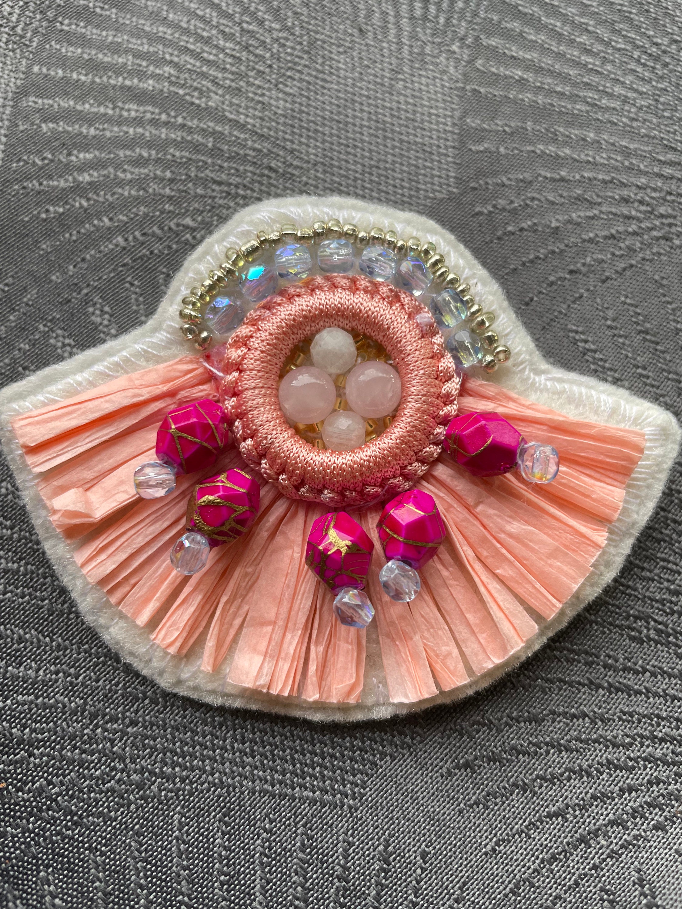Broche Argent Avec Perle Et Pierre Rose - Petit Bijou Vintage Occasion
